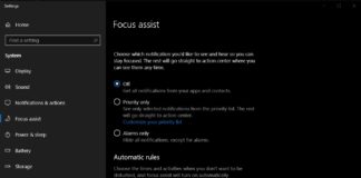 Focus Assist in Windows 10