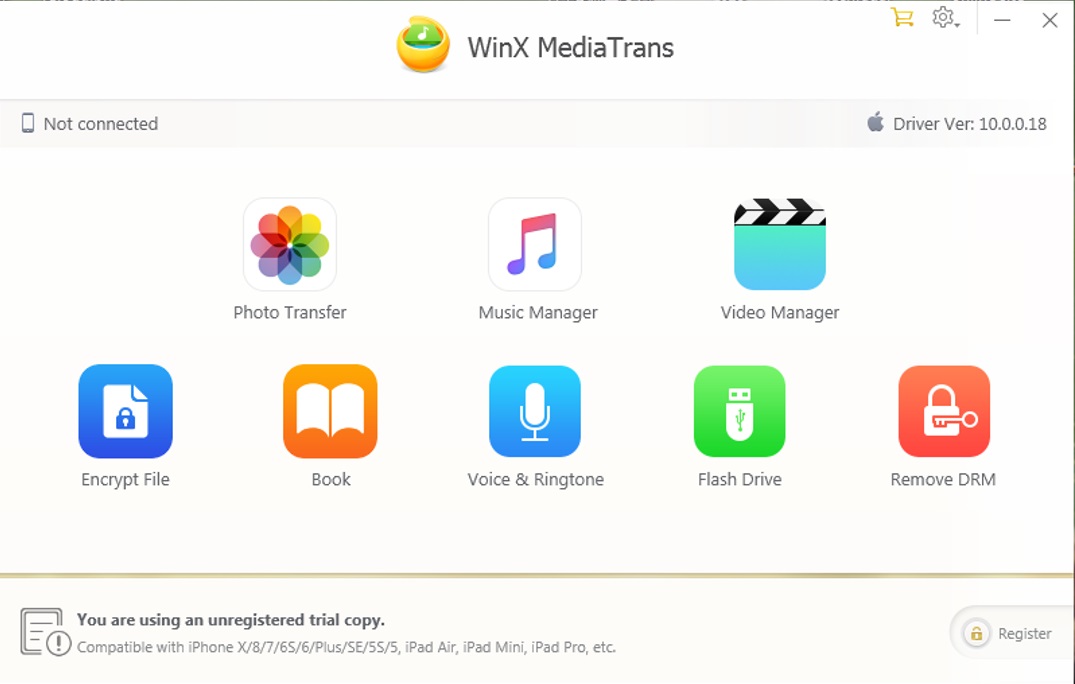 WinX MediaTrans interface