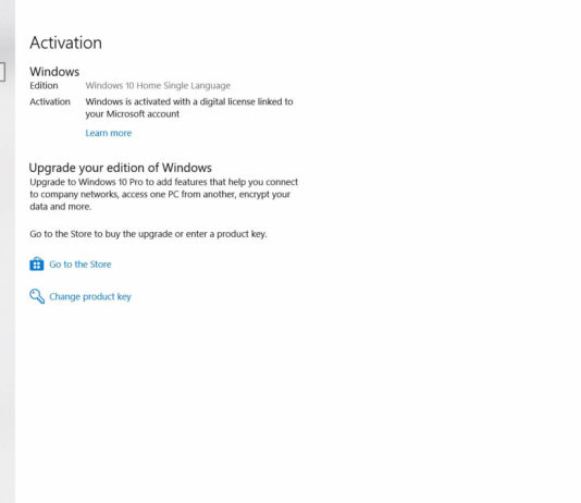 Windows 10 Activation Screen