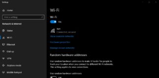 Windows 10 WiFi settings