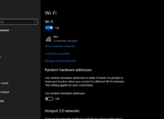 Windows 10 WiFi settings