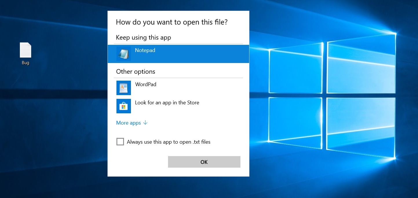 Windows 10 association bug