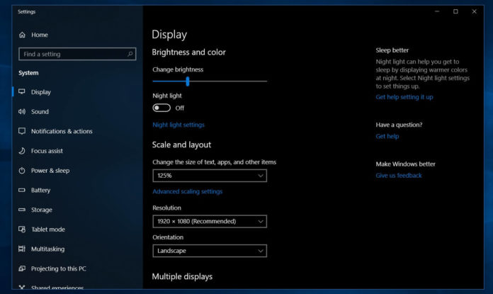 Windows 10 brightness settings