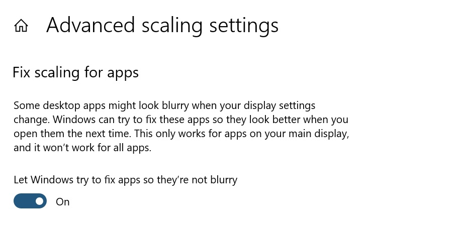 Windows 10 display settings