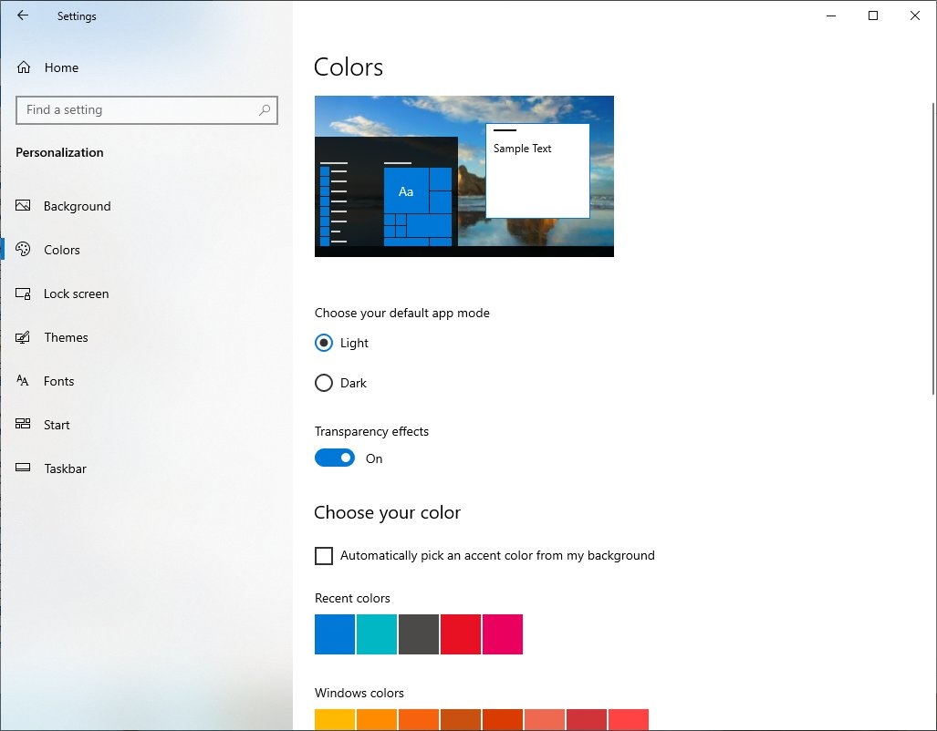 Windows 10 personalization