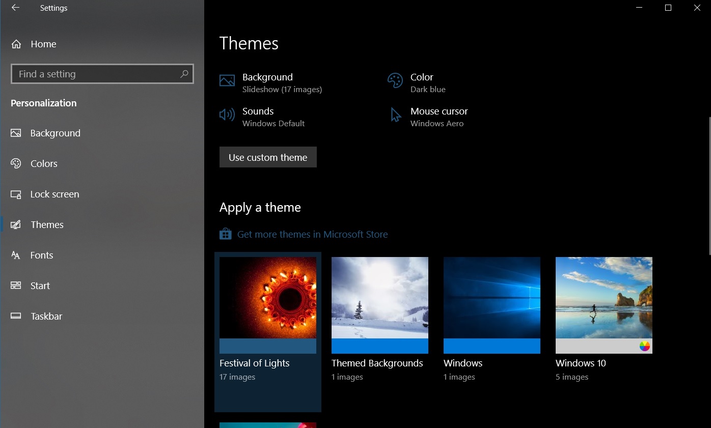 Windows 10 wallpaper settings