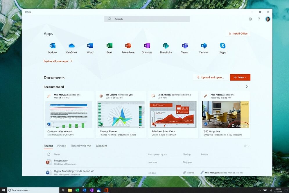 Aplicación de Office para Windows 10