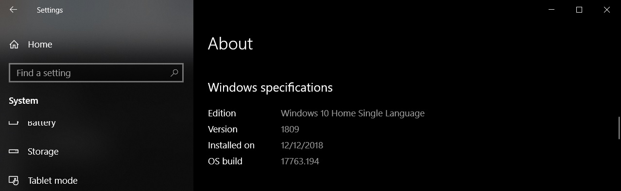 Windows 10 version 1809