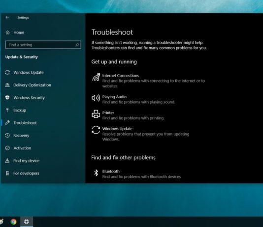 Windows Troubleshoot settings
