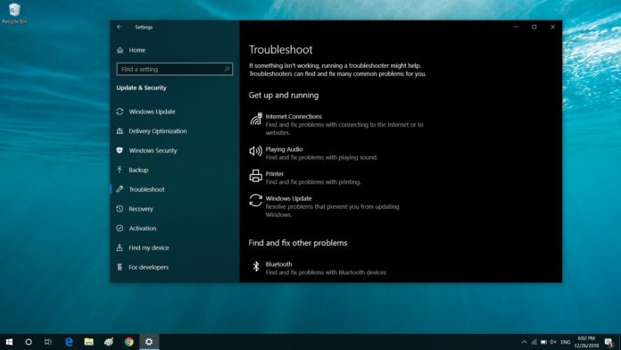 Windows Troubleshoot settings