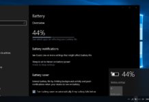 Battery feature in Windows 10