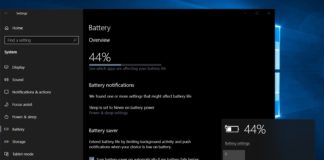 Battery feature in Windows 10