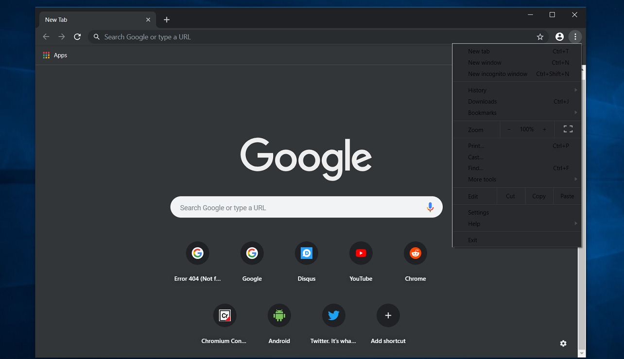 google chrome canary windows dark mode