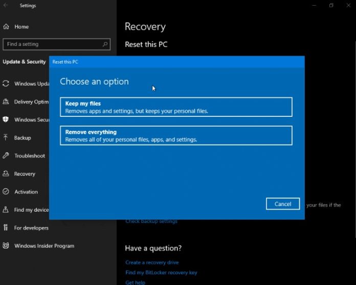 Windows 10 might get a new cloud download option to reset PC