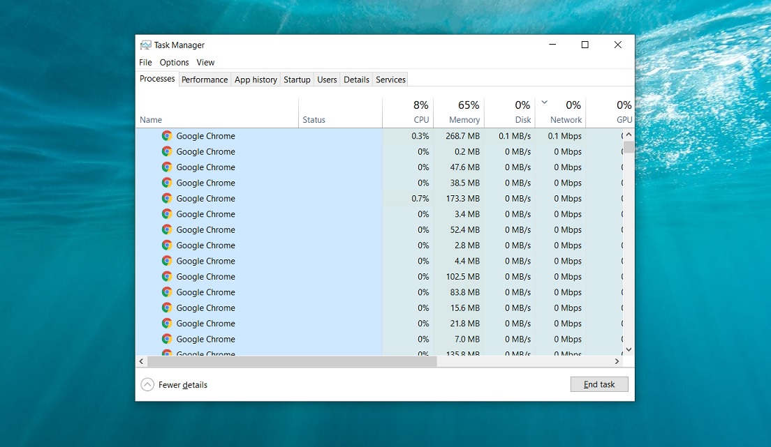 Chrome memory usage