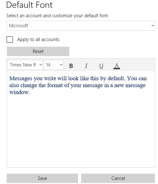 Default Font in Mail app