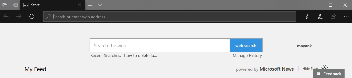 Microsoft Edge address bar