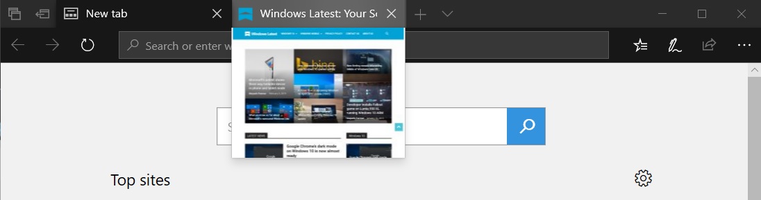 Microsoft Edge tab preview