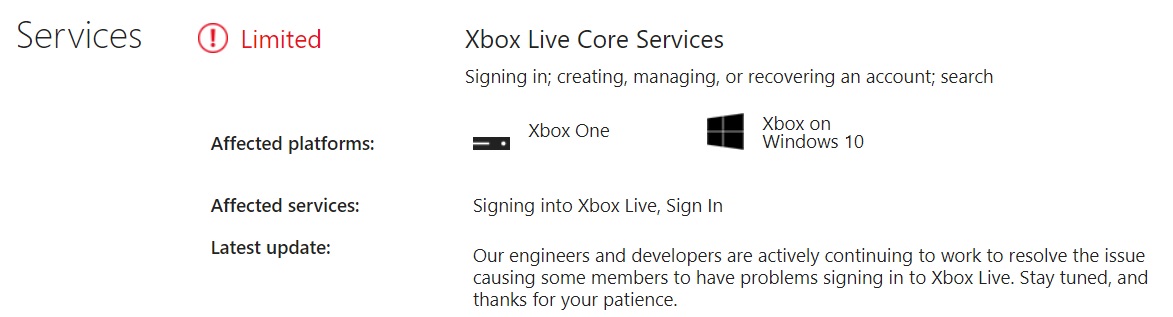Xbox Live outage