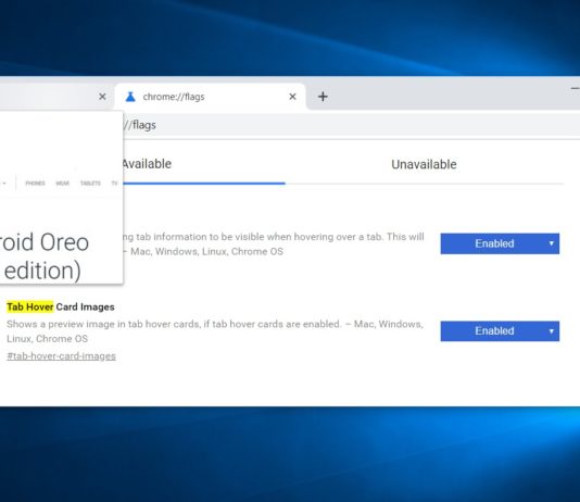 Chrome Canary tab preview