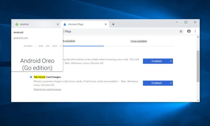 Chrome Canary tab preview