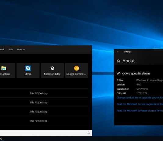 Cortana in Windows 10 v1809