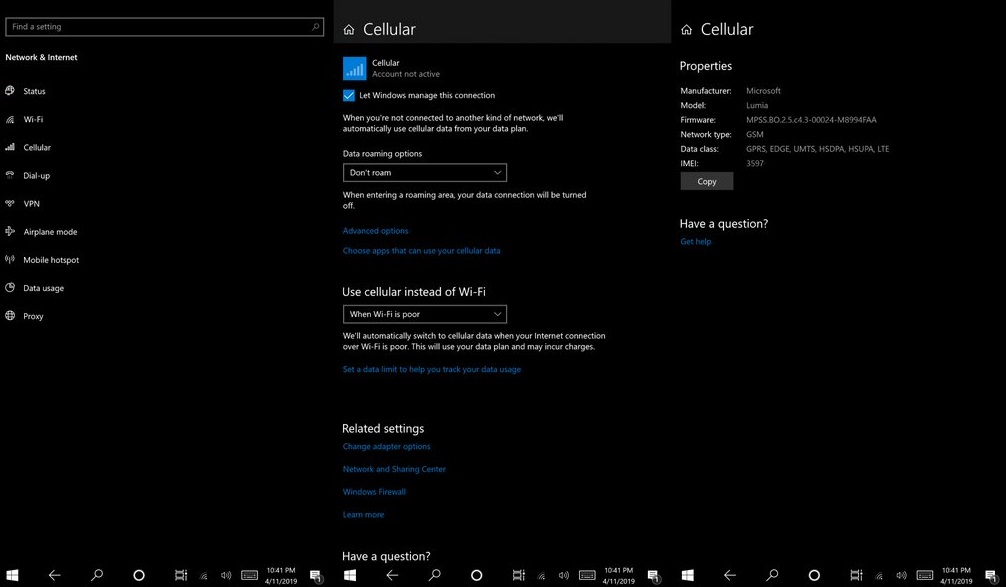 Cellular on WoA Lumia