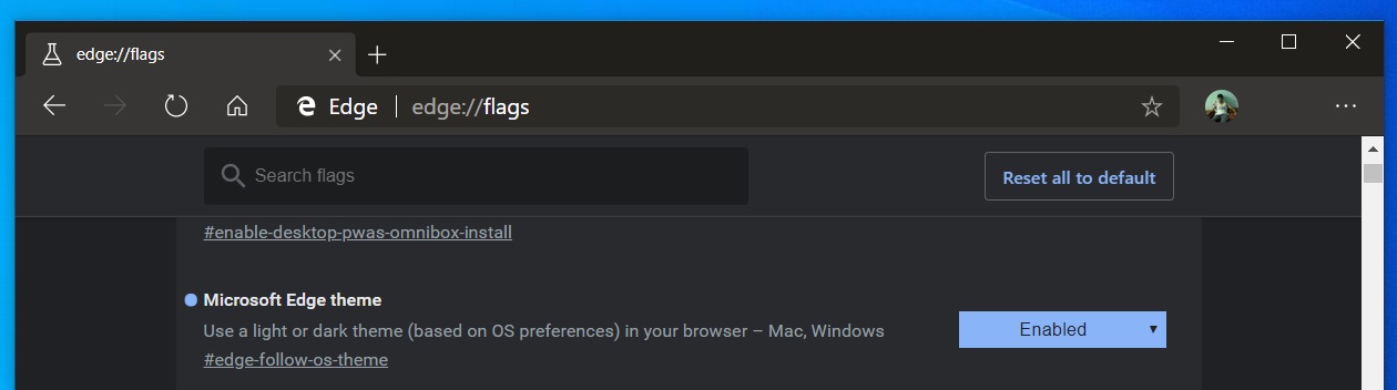 Edge flags dark mode