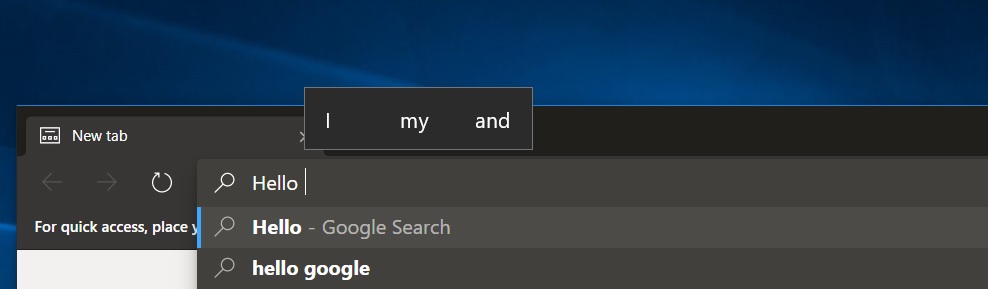 Edge keyboard suggestions