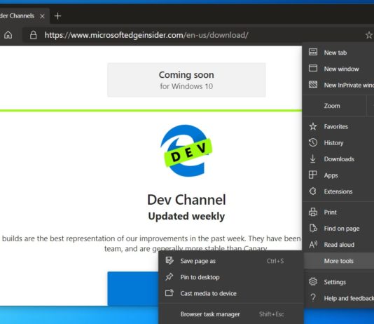 Microsoft Edge Dev