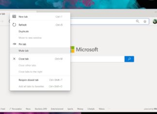 Microsoft Edge mute tab
