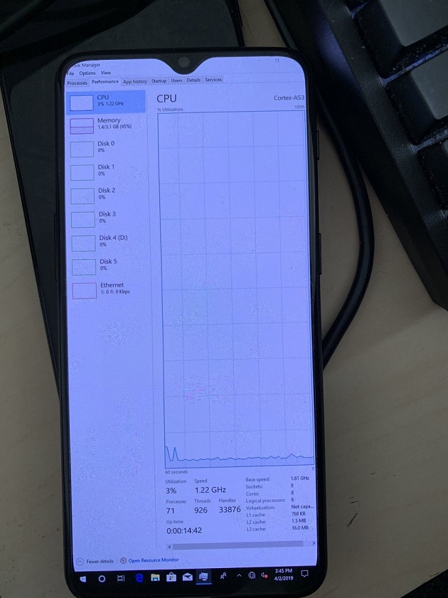 OnePlus 6T with Windows 10 ARM