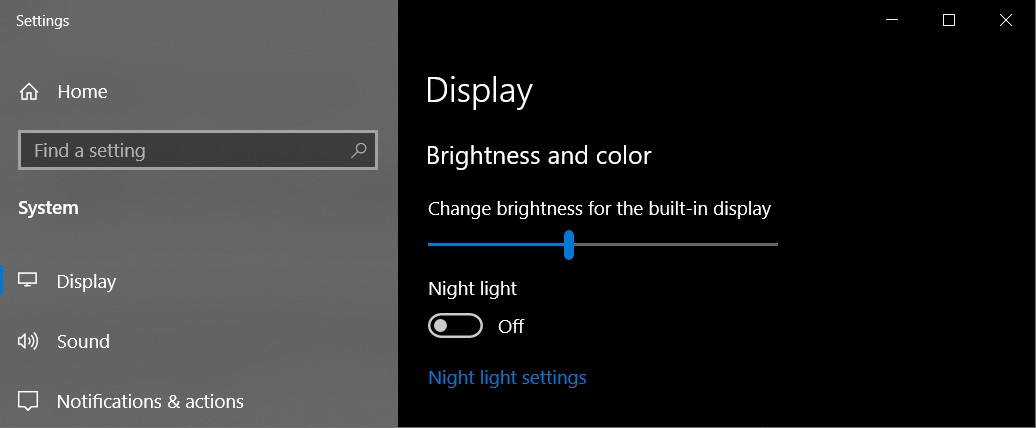 Brightness settings