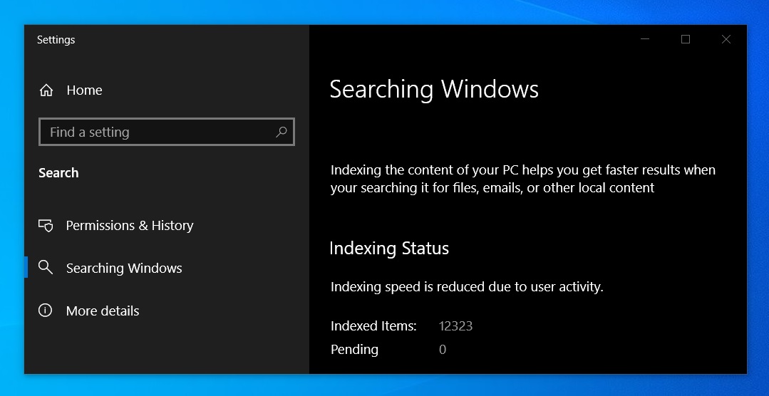 Windows Search enhanced mode