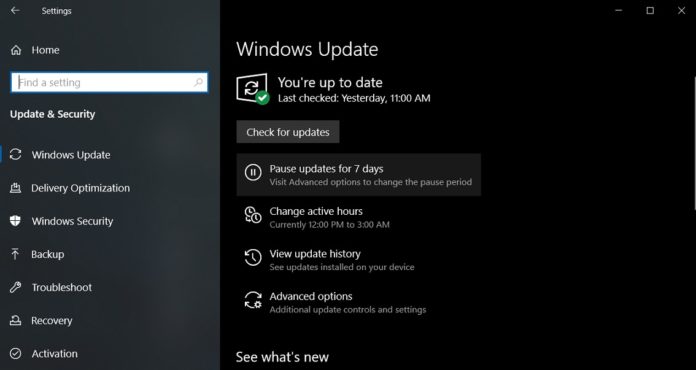 Windows Update setting