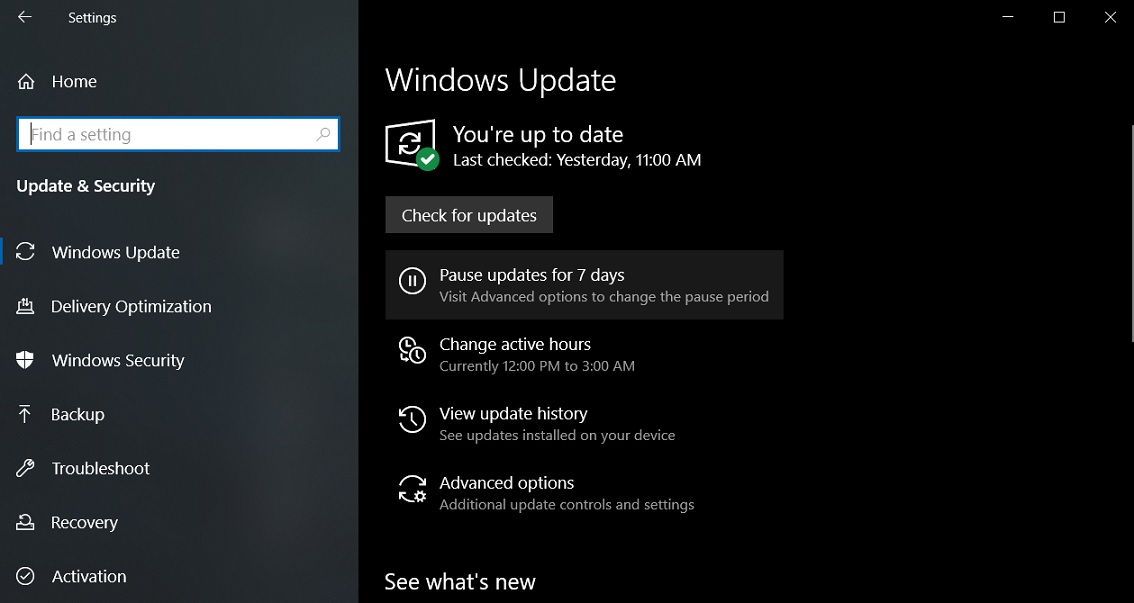 Windows Update setting