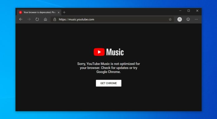 YouTube Music in Edge