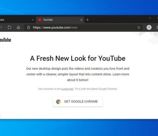 YouTube’s new design stops working on Microsoft Chromium Edge YouTube unsupported