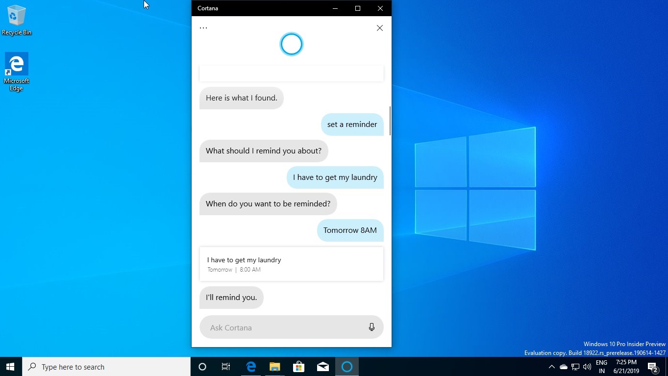 Handson with new Cortana experience on Windows 10 20H1 LaptrinhX