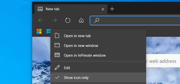 Edge icon only mode