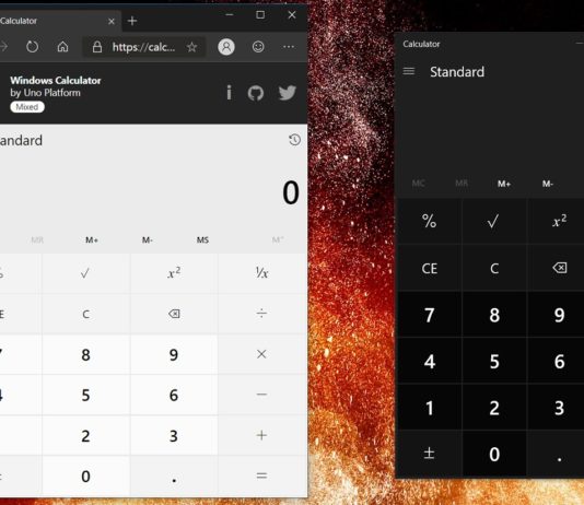 Windows 10 calculator web