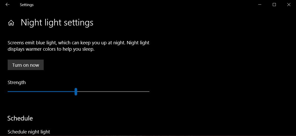 Windows 10 night light