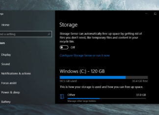 Windows 10 storage settings