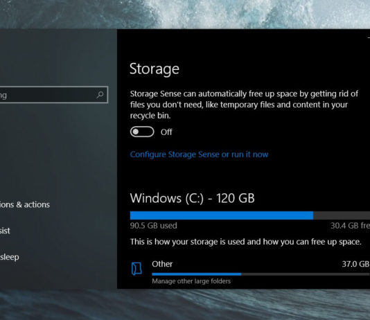 Windows 10 storage settings