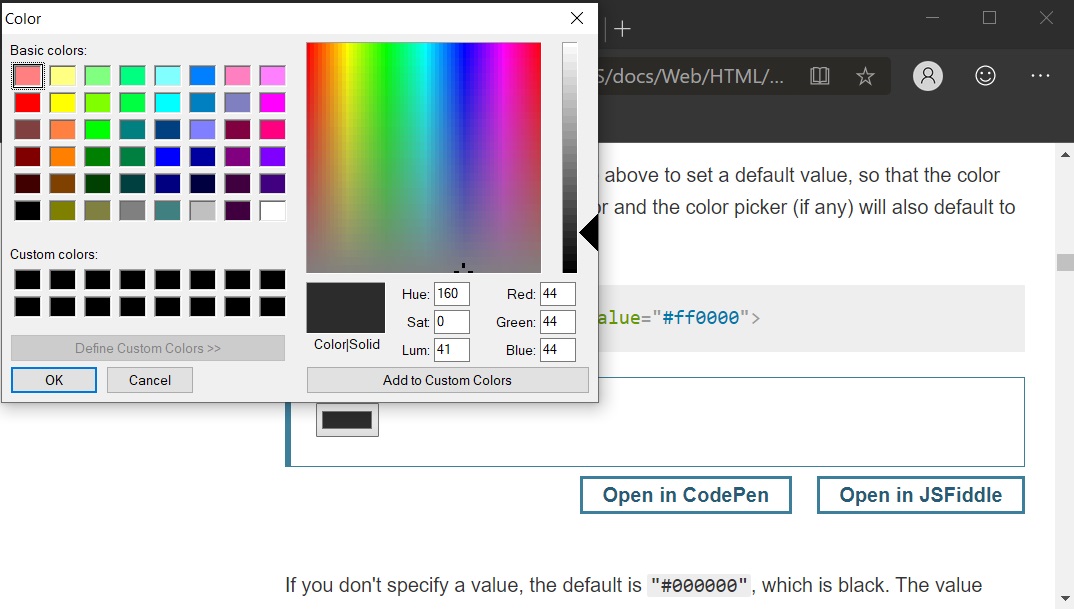 Edge old colour picker