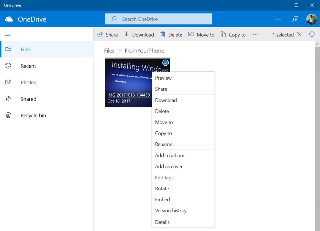 onedrive download for windows 10