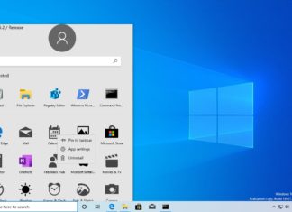 Start menu in 20H1