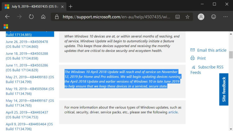 Windows Update can now notify users when end of support nears