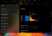 Windows 10 colours setting