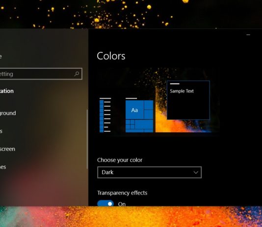 Windows 10 colours setting
